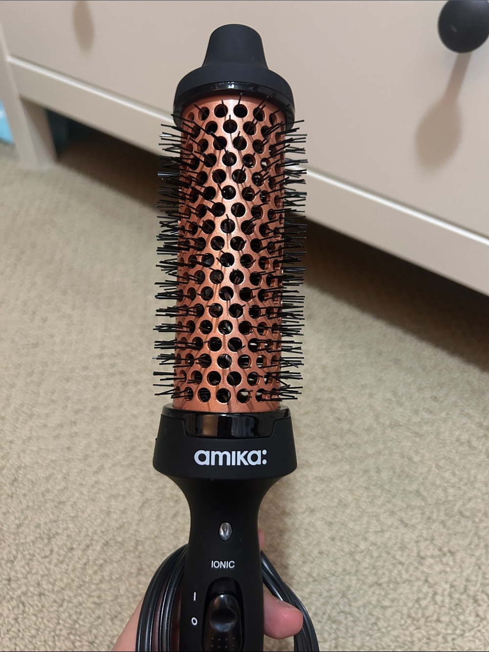 amika Copper-Round Ionic Styling Brush with Black Handle